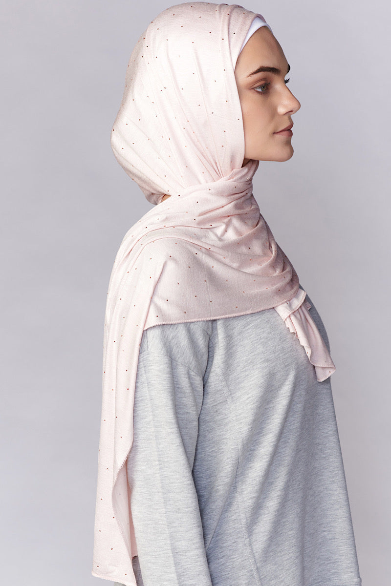 Petite Rhinestone Jersey Hijab - Ballet