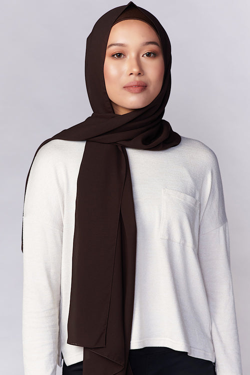 Petite Chiffon Hijab - Chocolate