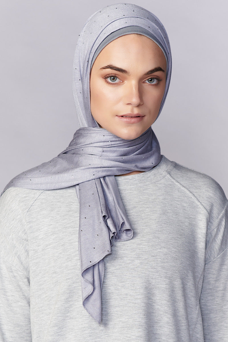 Silver silky Jersey hijab