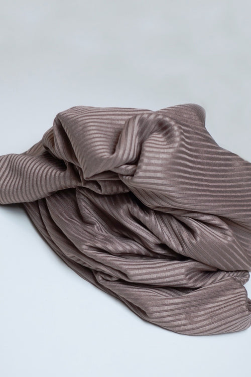 Petite Satin Ribbed Jersey Hijab - Taupe
