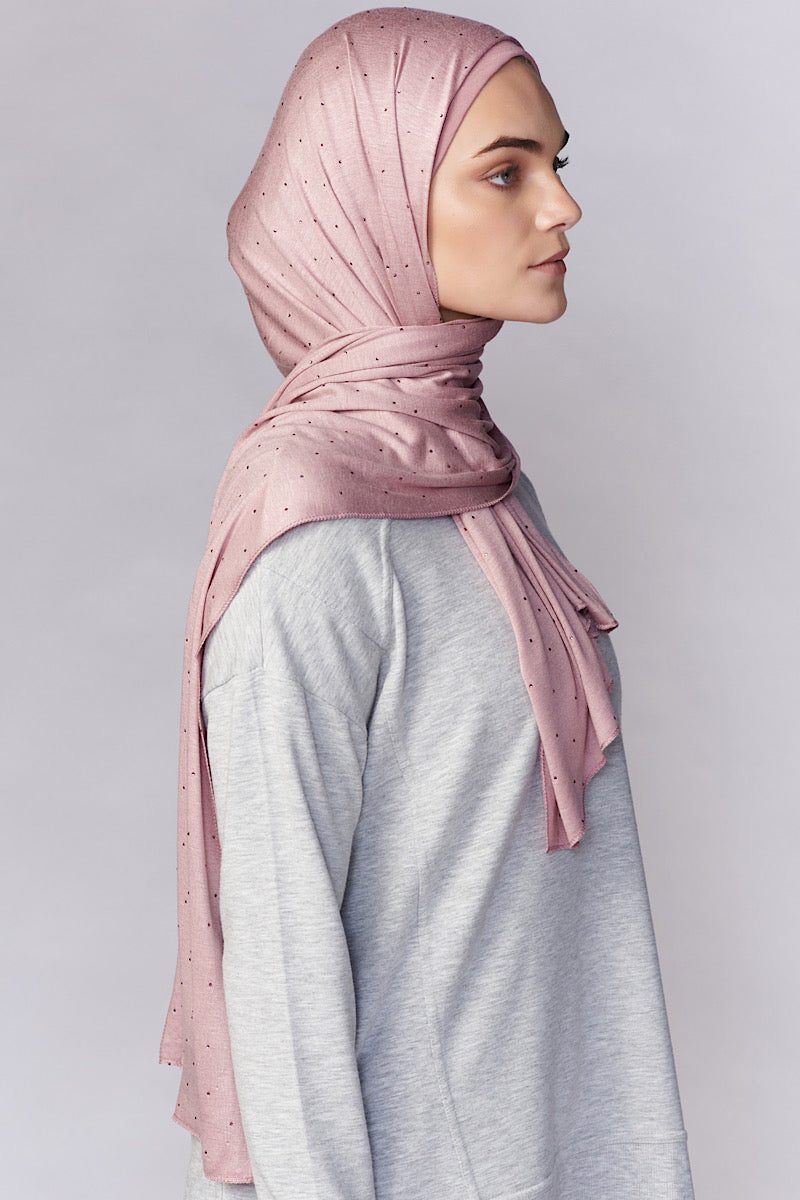 Petite Rhinestone Jersey Hijab - Pink