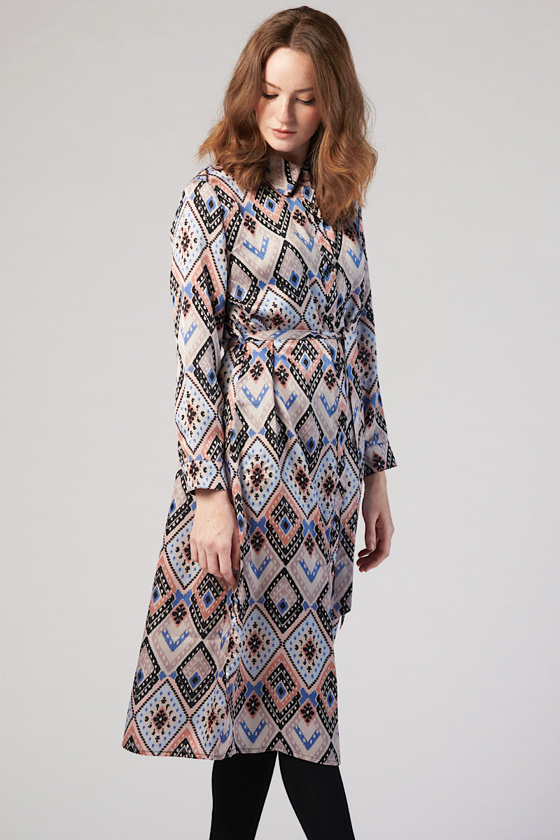 Printed Midi Dress - Satin Diamond