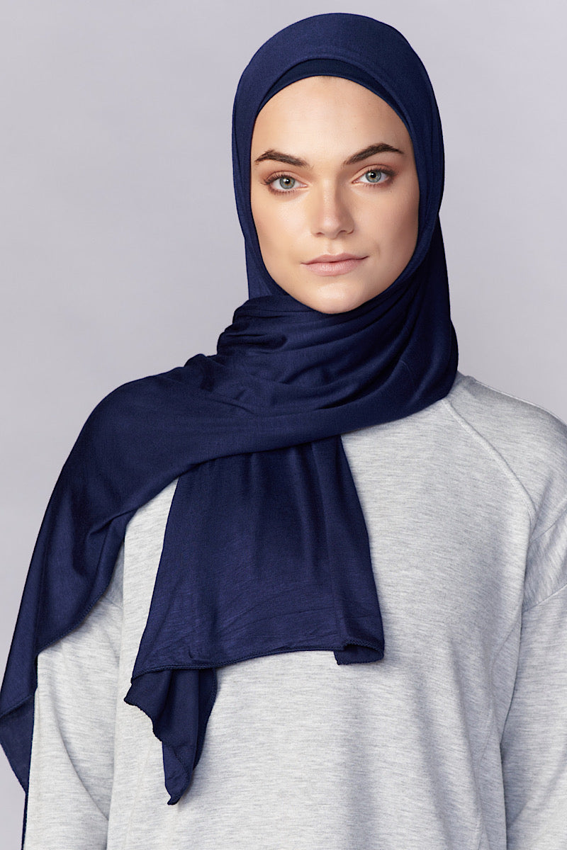 Petite Jersey Hijab - Navy