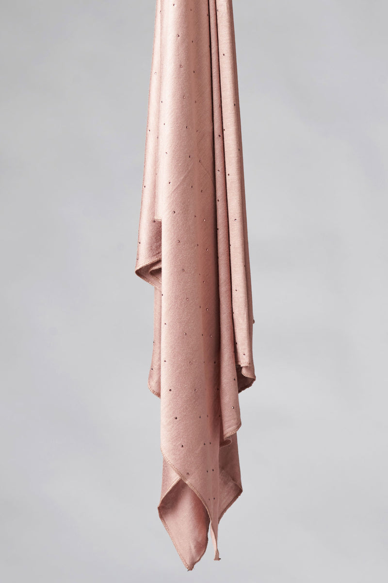 Petite Rhinestone Jersey Hijab - Tan